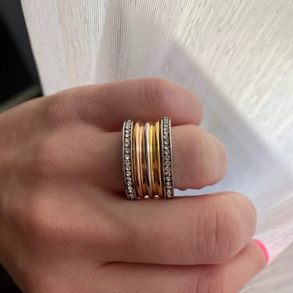 Roman Numeral Swarovski Crystals Stuck Up Eternity Gold Silver Rose Gold Ring - Picture 15 of 16